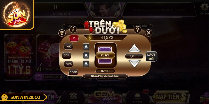 Mini game Trên Dưới vô cùng hấp dẫn nhờ lối chơi nhanh